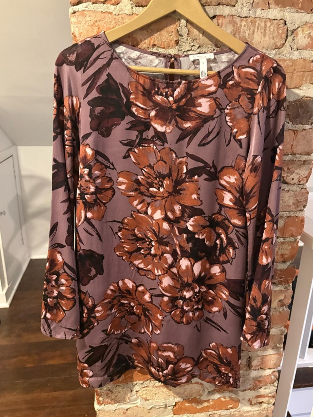 Leith Mauve Floral Tunic with Brown and Black Blooms